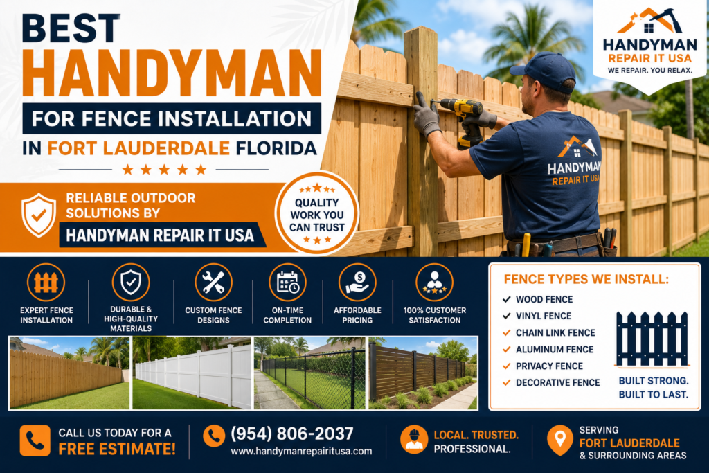 Best Handyman for Fence Installation in Fort Lauderdale Florida – Reliable Outdoor Solutions by Handyman Repair It USA